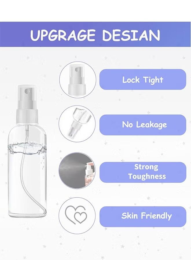 واي جيه زجاجة رش زيت عطري شفافة من البلاستيك، بأربعة أحجام - 30مل، 50مل، 60مل و100مل، مجموعة زجاجات صغيرة للسفر للعطور، للسفر، حاويات سوائل صغيرة قابلة لإعادة التعبئة، مجموعة من 4 - Image 2